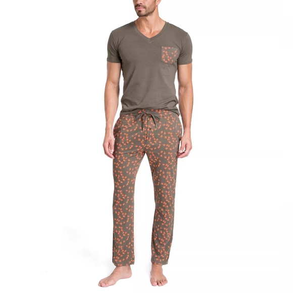 Jared Lang Other - Jared Lang Birds Pajama Set in Gift Box Orange + Green